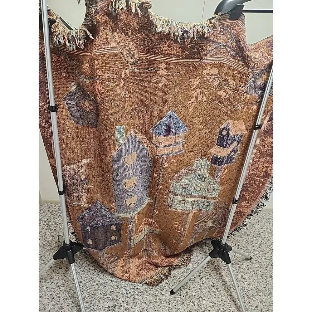 VINTAGE‎ BIRDHOUSES Throw Blanket 63x46
